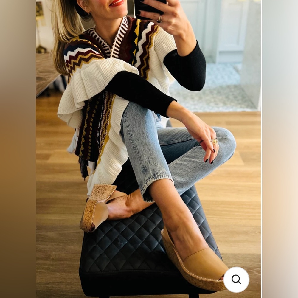 Tan Nubuck Cork Espadrille Wedge Slingback - Picture 5 of 16